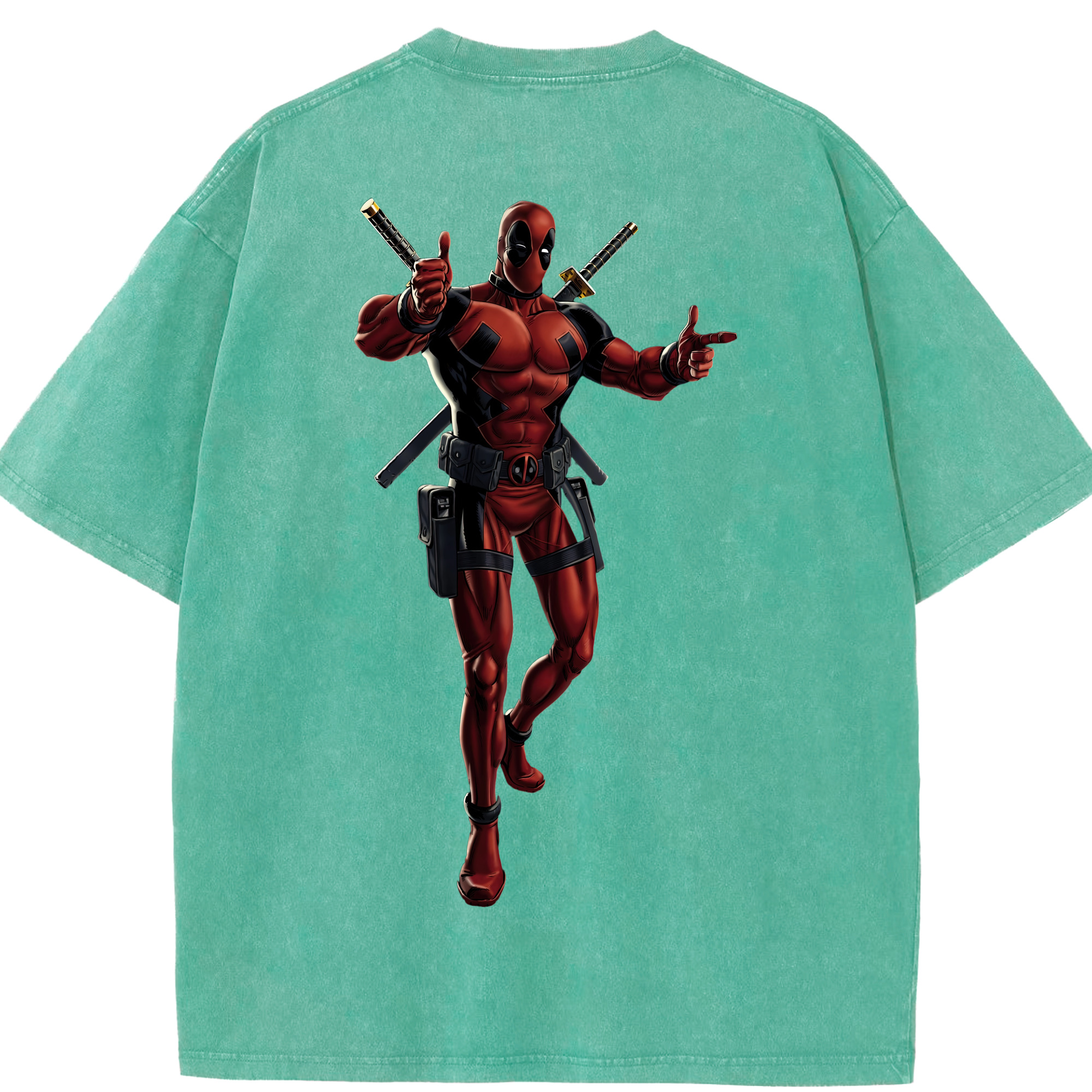 （画像用） Deadpool デッドプール 綿100% ヴィンテージ風 半袖Tシャツ（背面プリント）